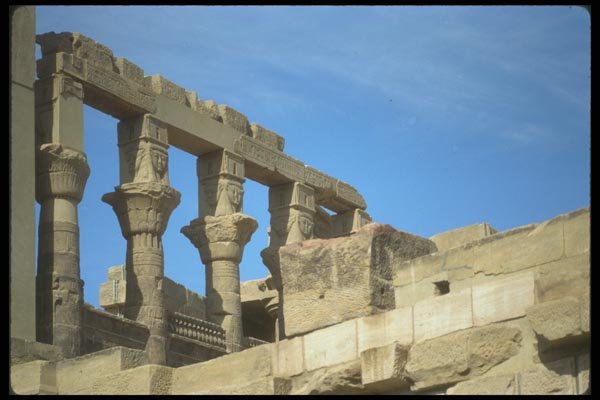 030084 Hathor headed Columns, Aswan A4 Photo Print