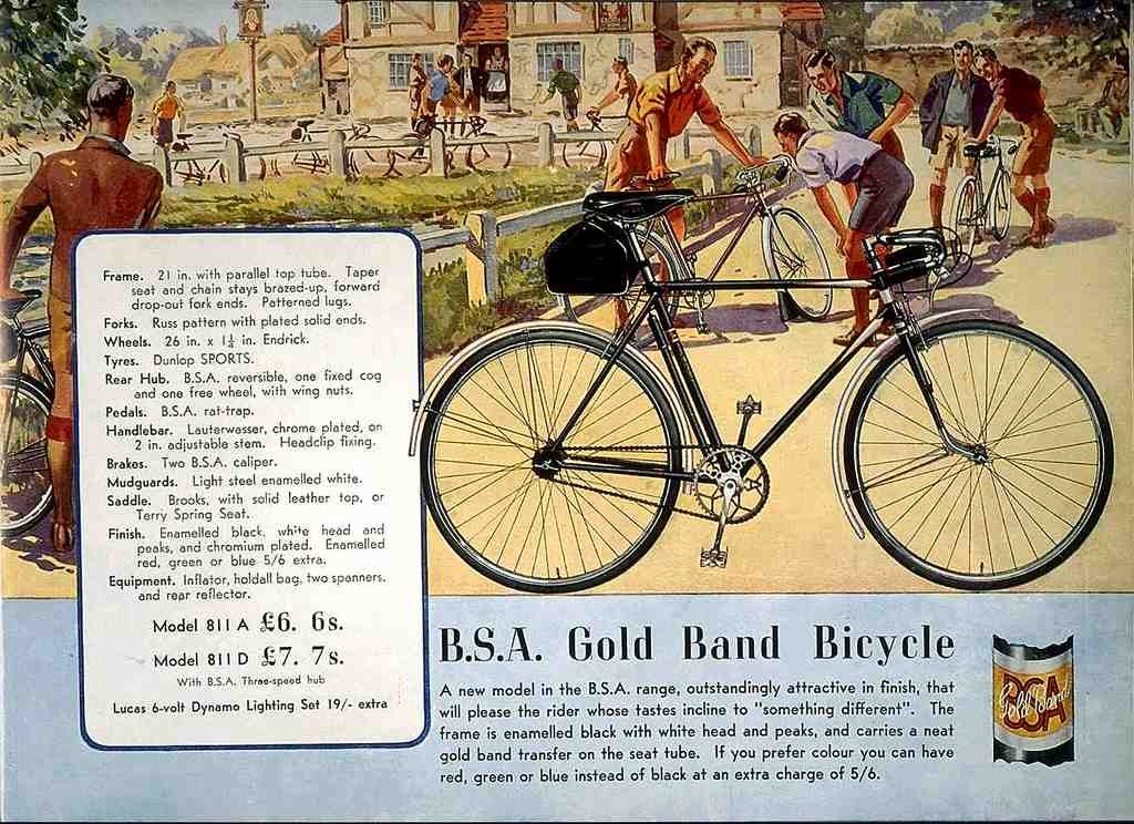 031 Bsa Gold Band Bicycle Vintage A4 Photo Print