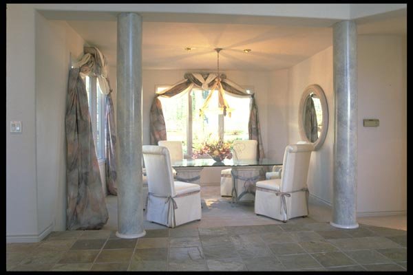 031014 Dining Room, Marble Pillars, Tile Floor A4 Photo Print