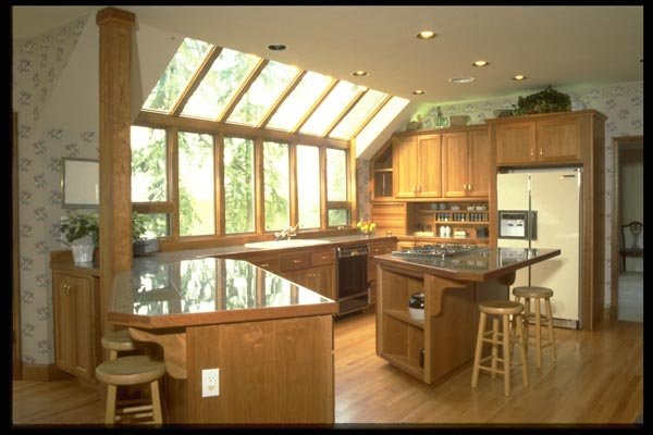 031023 Greenhouse windowed Kitchen, Island Stove A4 Photo Print