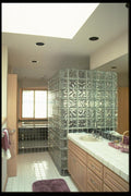 031025 Tiled Bathroom With Glass Block Shower A4 Photo Print