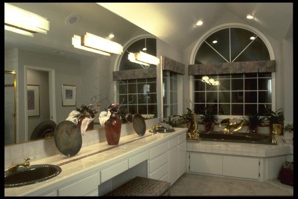 031027 Tiled Bathroom With Arched Window, Vanity A4 Photo Print
