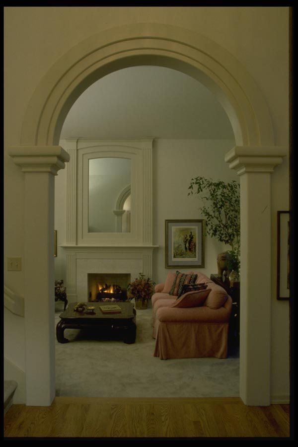 031043 Arched Entry To Living Room With Fireplace A4 Photo Print