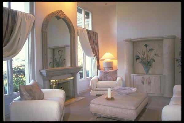031054 Living Room With Marble Fireplace A4 Photo Print