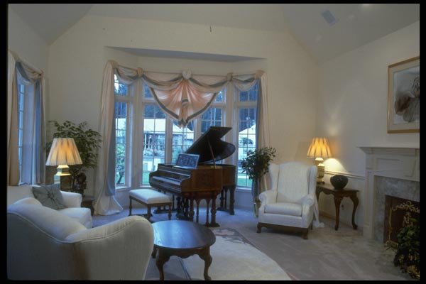 031056 Bay Window With Baby Grand Piano A4 Photo Print
