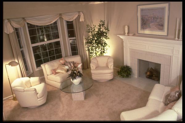 031059 Living Room With White Overstuffed Chairs A4 Photo Print