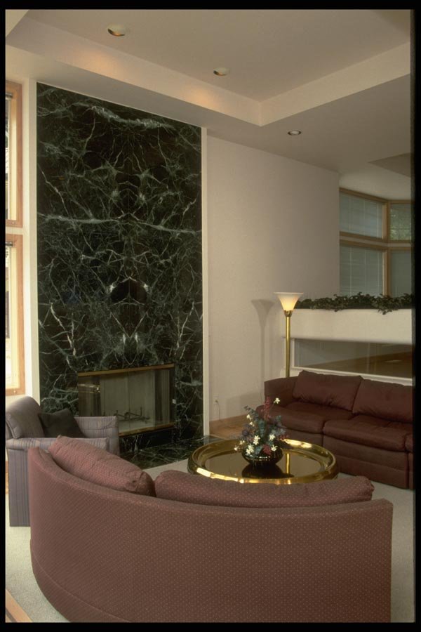 031063 Living Room With Black Marble Fireplace A4 Photo Print