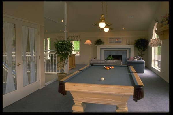 031066 Billiard Table, Blue Tile Fireplace A4 Photo Print