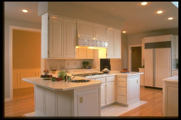 031075 White Kitchen Island With Fruit A4 Photo Print
