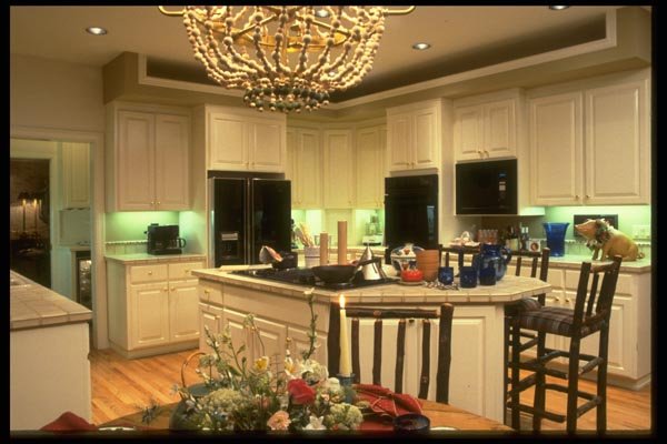 031077 Kitchen Island With Rustic Chairs A4 Photo Print