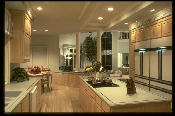 031080 White Kitchen With Columns A4 Photo Print