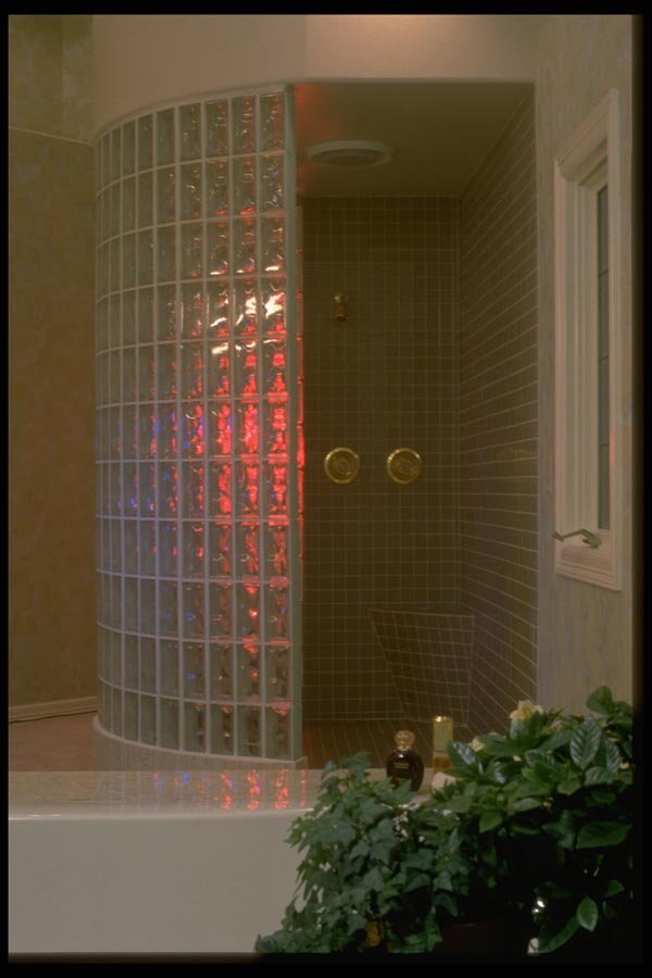 031087 Glass Block And Tile Shower A4 Photo Print