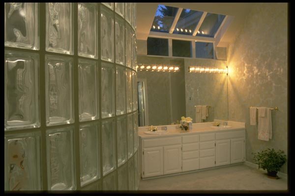 031088 Double Sinks In White Skylit Bathroom A4 Photo Print
