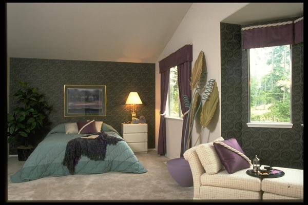 031098 Bedroom With Purple Accents A4 Photo Print
