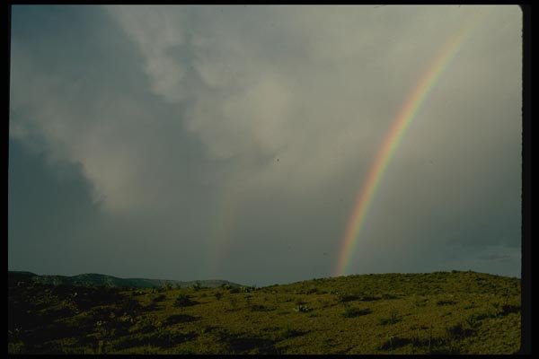 032028 Storm Clouds Behind Rainbow A4 Photo Print