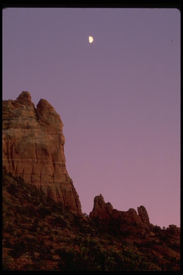 032041 Moon Over Red Buttes In Morning A4 Photo Print