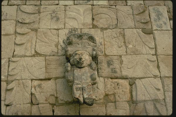 033026 Human Like Figure And Relief Sculptures, Chichen Itza A4 Photo Print