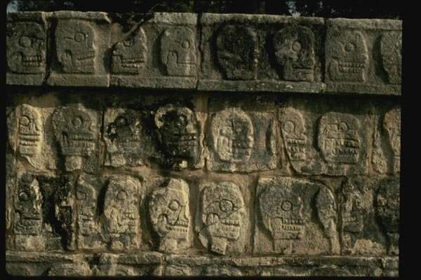 033033 Detail Of Wall Of Skulls Tzompantli, Chichen Itza A4 Photo Print