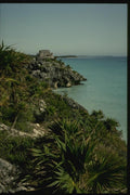033048 Scenic View Of Gulf Of Mexico And El Castillo At Tulum A4 Photo Print