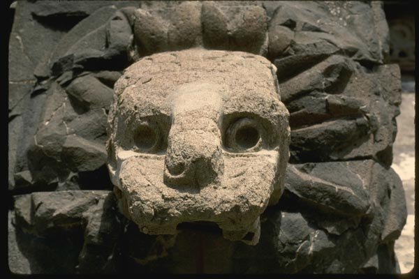033063 Stylized Lion Face, Teotihuacan Ruins A4 Photo Print
