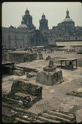 033078 Aztec Ceremonial Grounds And Spanish Cathedral A4 Photo Print