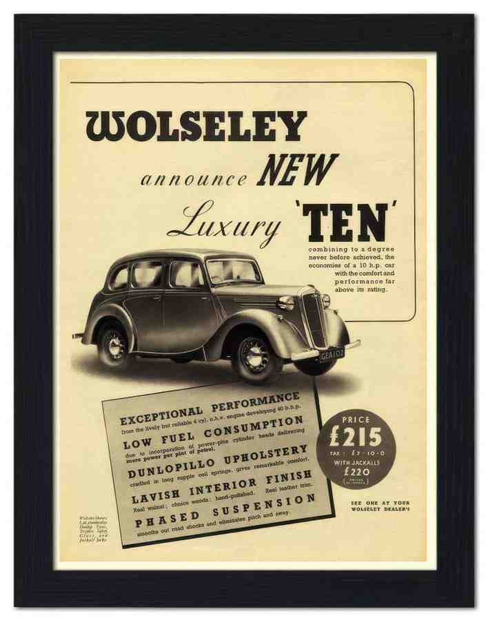 036 wolseley ten car 1940s 2 Vintage Advert A4 Photo Print