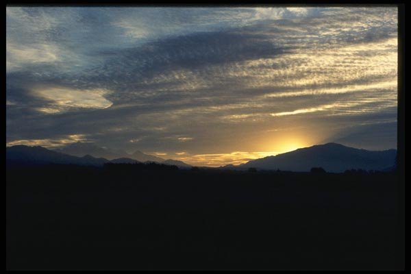 036052 Sunset, Kaikoura Range, South Island A4 Photo Print