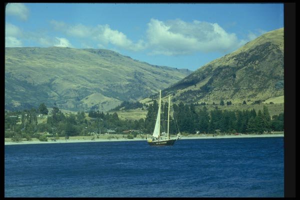 036060 Sailboat, Lake Manaka, South Island A4 Photo Print