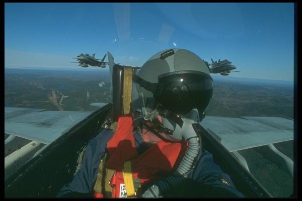037006 F 18 Pilot In Flight A4 Photo Print