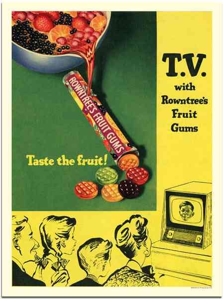 04 19K Tv With Rowntrees Fruit Gums 1 1950S advert A4 Photo Print