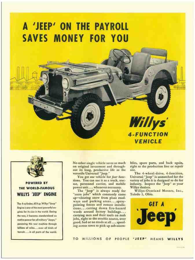 04 willys jeep 1940s 2 Vintage Advert A4 Photo Print