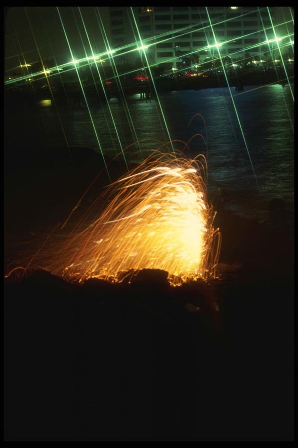 040076 Volcano In Green Light A4 Photo Print