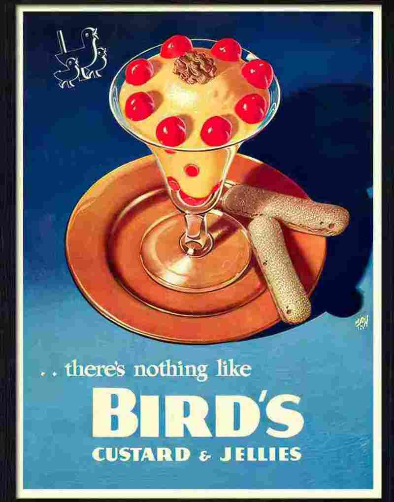 041 birds custard 1940s Advert A4 Photo Print