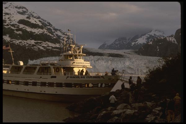 044096 Boat At Grand Pacific Glacier A4 Photo Print