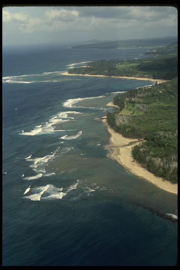 046018 Aerial View Of Hanalei Shore Kauai A4 Photo Print