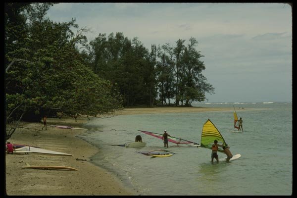 046034 Windsurfers Anini Beach, Kauai A4 Photo Print