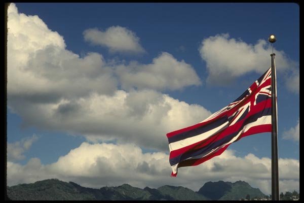 046052 Hawaii State Flag Oahu A4 Photo Print