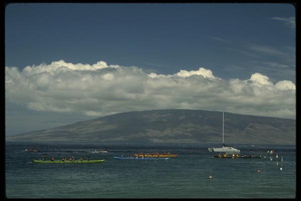046059 Canoe Races Maui A4 Photo Print