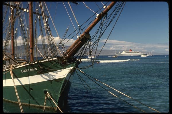 046071 Restored Whaler, Carthaginian Lahaina, Maui A4 Photo Print
