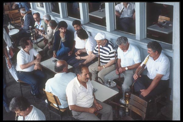 047105 Men Smoking In A Restaurant, The Galata Bridge, Istanbul A4 Photo Print