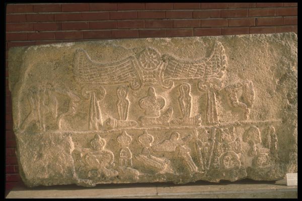 047178 Hittite Relief Sculpture Winged Solar Deity A4 Photo Print