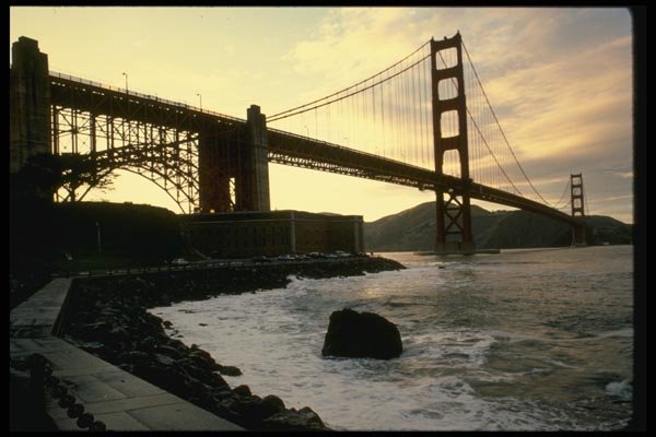 048000 Dusk Golden Gate Bridge With Ft. Point A4 Photo Print