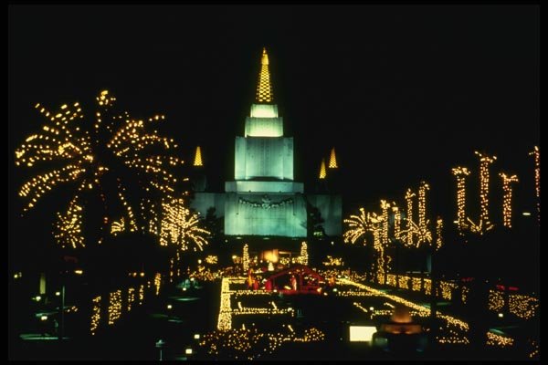 048029 Oakland Morman Temple At Night East Bay A4 Photo Print