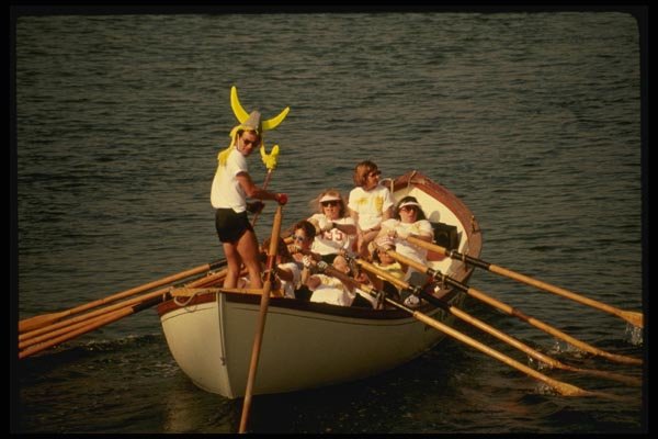 048048 Helmsman With Viking Hat In A Dory A4 Photo Print