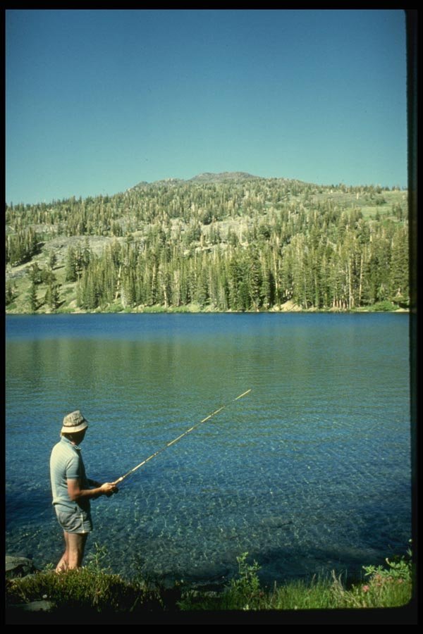 048055 Fisherman High Sierra Lake A4 Photo Print