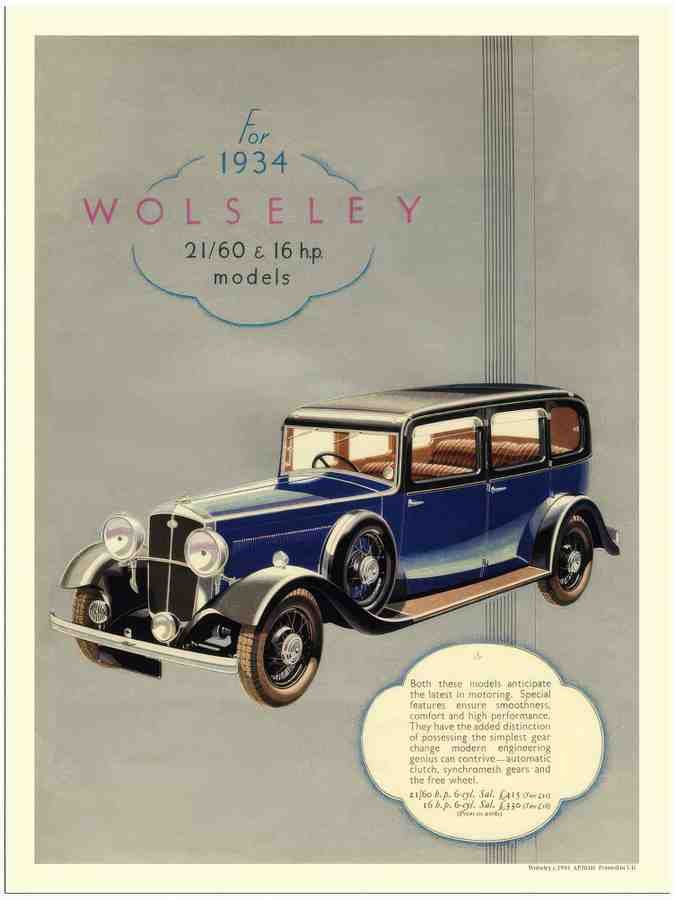 04H wolsely car 1934 2 Vintage Advert A4 Photo Print