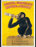 05 anisetta evangelisti liquore da dessert chimp monkey drinking 1925 Advert A4 Photo Print