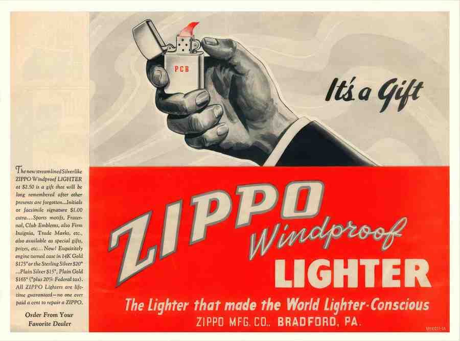 05 zippo lighter 1040s 2 Vintage Advert A4 Photo Print