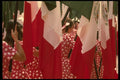 053002 Girls Carrying Flags, Independence Day Parade A4 Photo Print