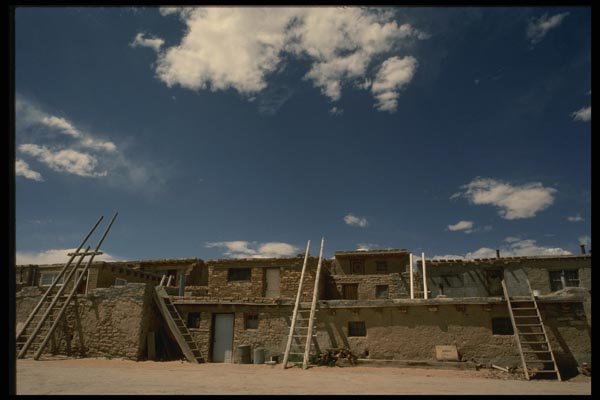 054012 Buildings With Ladders A4 Photo Print
